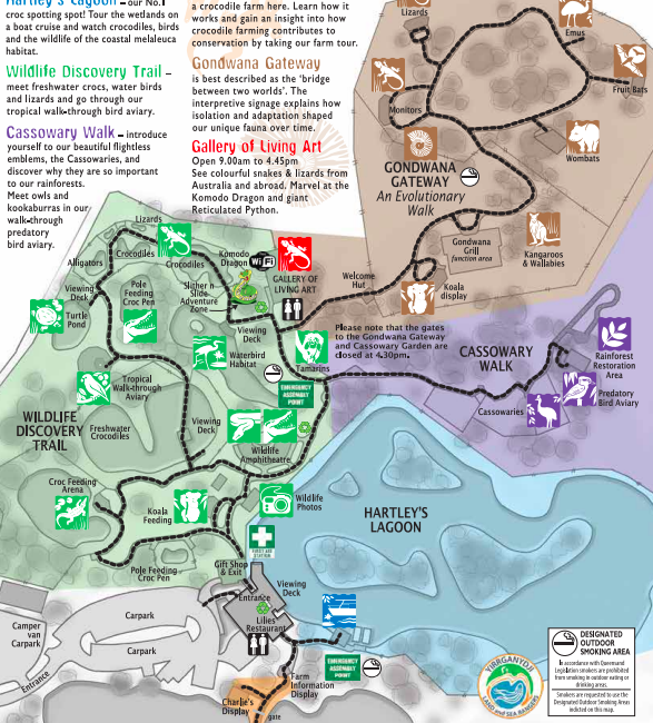 park map. Hartley’s Crocodile Adventures