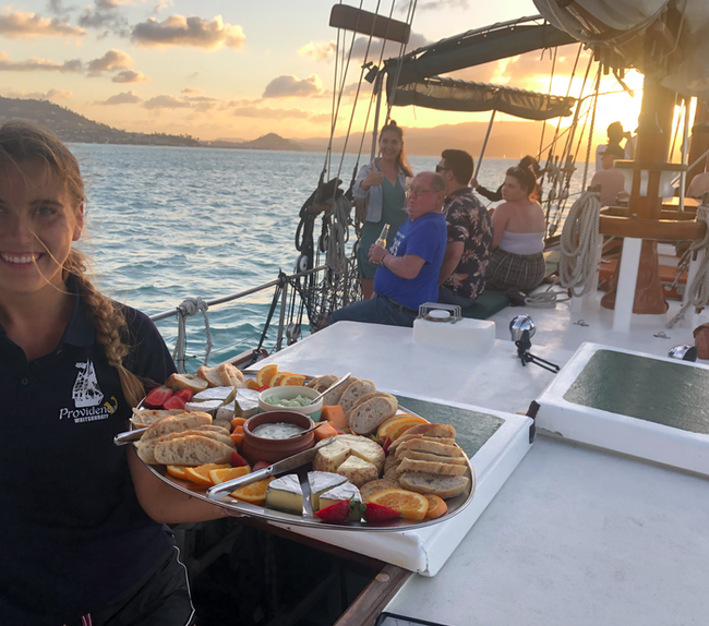 Cheese platter on Providence. Photo credit @providencesailing on website