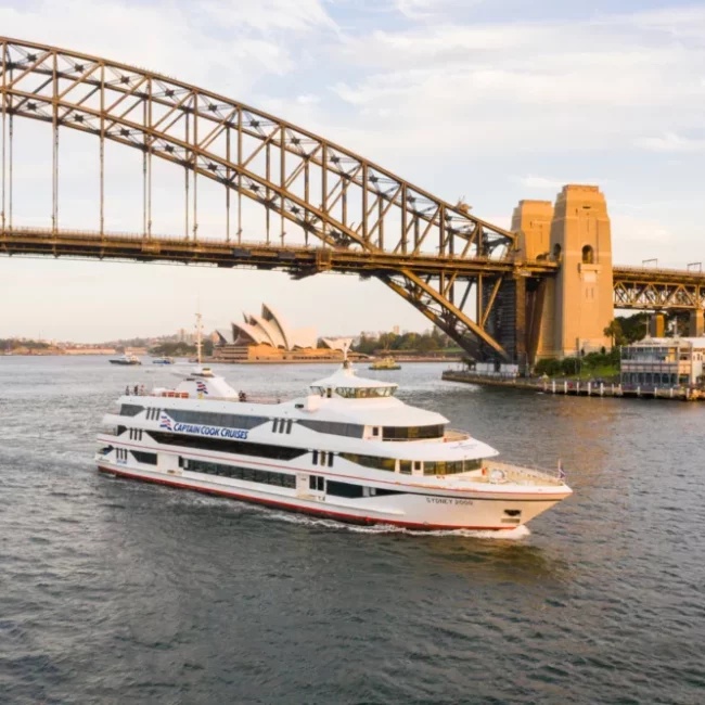 Cruising Sydney Harbour. Photo credit @Captain Cook Cruise on website